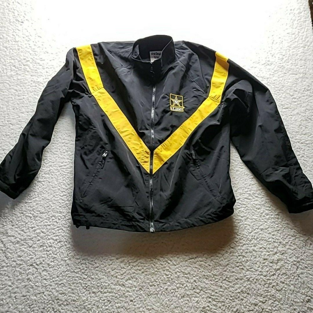 US Army IPFU Physical Fitness Jacket Mens Large Black Nylon Windbreaker Military